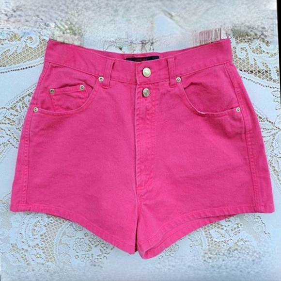 Barbie Pants - Vtg 80s 90s Forever Wear All hot pink denim high waist jean hot shorts 6 NWOT